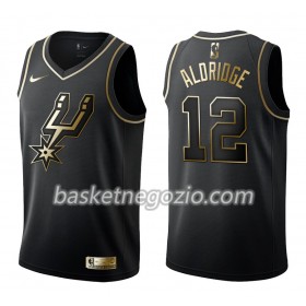 Canotte Uomo San Antonio Spurs LaMarcus Aldridge 12 Nike Nero Golden Edition Swingman